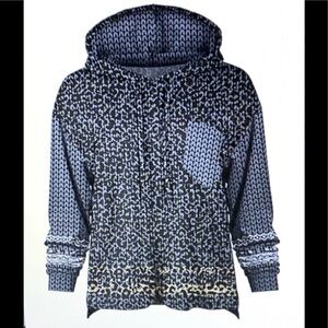 Lily Black/Grey Herringbone Hoodie Sz M NWT